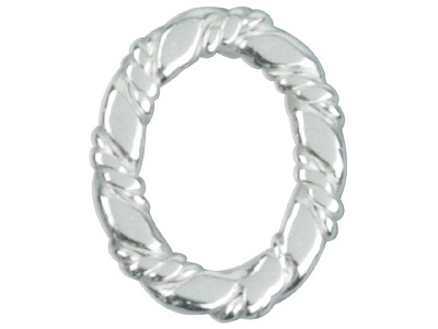Sterling Silver 10mm Oval Spacers  Pack of 6, Oval Flat Twist Ring - Standard Image - 1