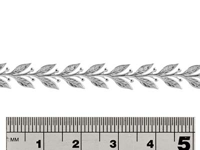 Sterling Silver Leaf And Berry     Gallery Strip 6.4mm - Standard Image - 2