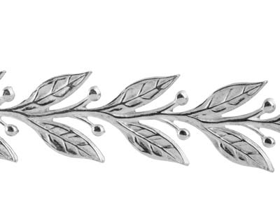 Sterling Silver Leaf And Berry     Gallery Strip 6.4mm - Standard Image - 3