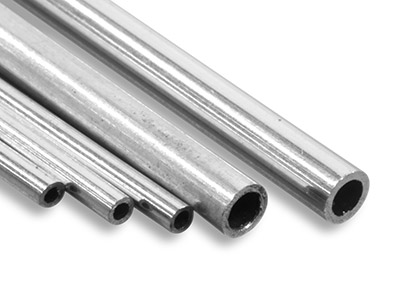 18ct White Gold Tube, Ref 4,       Outside Diameter 3.5mm,            Inside Diameter 2.6mm, 0.45mm Wall Thickness, 100% Recycled Gold - Standard Image - 1