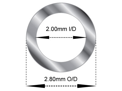 Sterling Silver Tube, Ref 6,       Outside Diameter 2.8mm,            Inside Diameter 2.0mm, 0.4mm Wall  Thickness, 100% Recycled Silver - Standard Image - 2