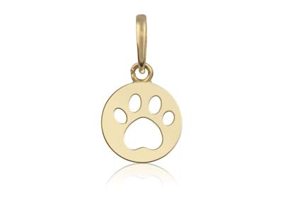 9ct Yellow Gold Paw Print Outline  Pendant - Standard Image - 1