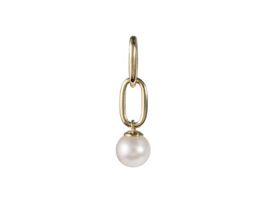 9ct Yellow Gold Link Freshwater    Pearl Drop Pendant - Standard Image - 1