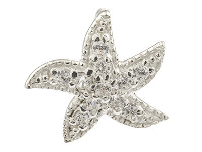 Sterling Silver Starfish Pendant   Set With Cubic Zirconia