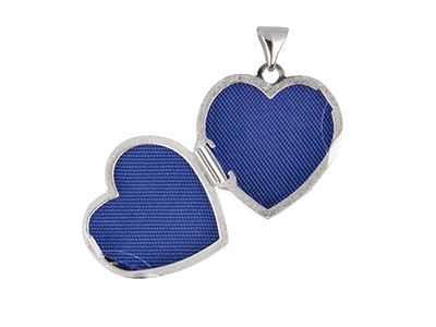 Sterling Silver Heart Quilted      Effect Locket Set With             Cubic Zirconia - Standard Image - 2