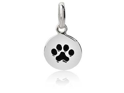 Sterling Silver Round Paw Print    Pendant - Standard Image - 1