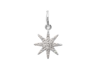 Sterling Silver Octogram Star      Design Pendant With Cubic Zirconia - Standard Image - 1