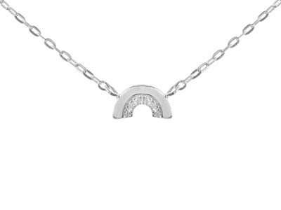 Sterling Silver Arc Design Necklet With White Cubic Zirconia 18