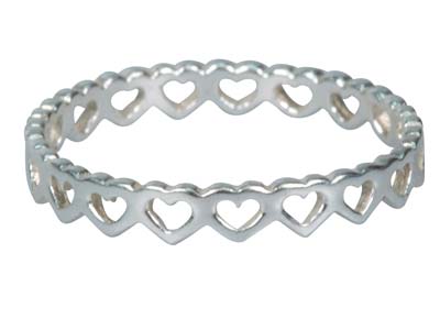 Sterling Silver Heart Outline Full Ring Size N - Standard Image - 1