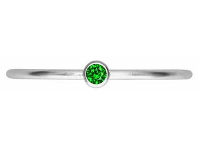 Sterling Silver May Birthstone     Stacking Ring 2mm Green            Cubic Zirconia - Standard Image - 2