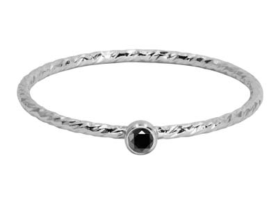 Sterling Silver Sparkle Stacking   Ring 2mm Black Cubic Zirconia - Standard Image - 1