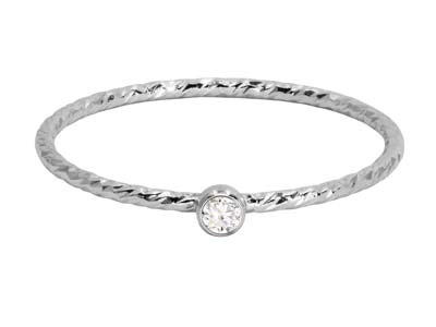 Sterling Silver Sparkle Stacking   Ring 2mm White Cubic Zirconia - Standard Image - 1