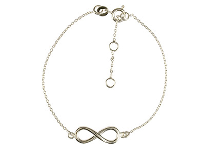 Sterling Silver Bracelet With      Infinity Locator, 7.5