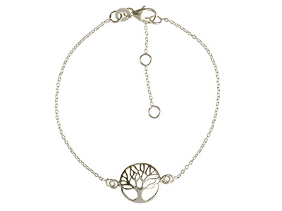 Sterling Silver Bracelet With Tree Of Life Locator, 7.5