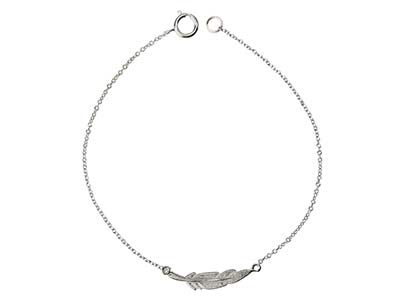 Sterling Silver Feather Design     Bracelet - Standard Image - 1