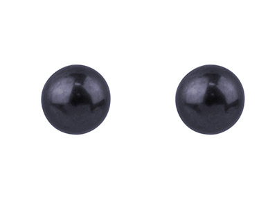 Sterling Silver 4.5mm Round Black  Pearl Studs Pair