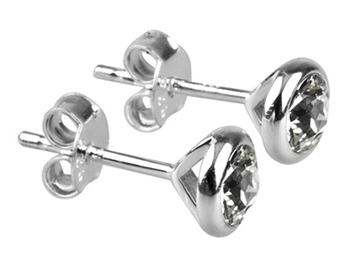 Sterling Silver Earrings April     Birthstone 4mm Clear Crystal - Standard Image - 1