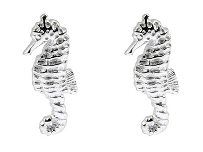 Sterling Silver Seahorse Stud      Earrings - Standard Image - 1