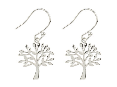 Sterling Silver Tree Of Life Drop  Earrings - Standard Image - 1