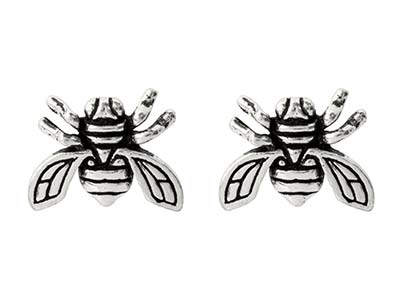 Sterling Silver Bee Design Stud    Earrings - Standard Image - 1