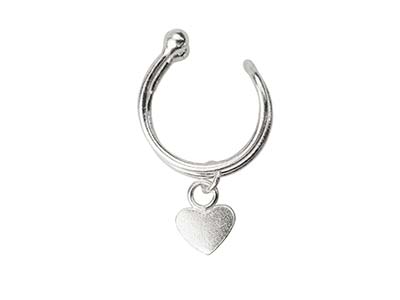 Sterling Silver Heart Design Cuff  Earring Sold Individually - Standard Image - 1