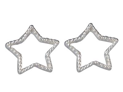 Sterling Silver Star Outline Stud  Earrings - Standard Image - 1