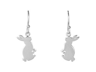 Sterling Silver Rabbit Drop        Earrings - Standard Image - 1