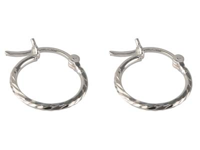 Sterling Silver Textured Hoop      Earrings 12mm - Standard Image - 1