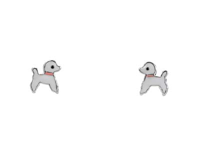 Sterling Silver Poodle Dog Design  Stud Earrings