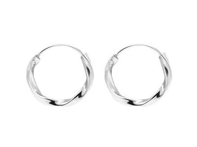 Sterling Silver Twist Design Hoop  Earrings - Standard Image - 1