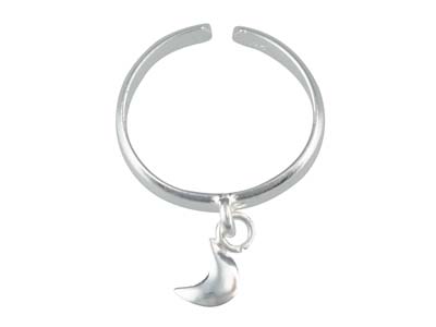 Sterling Silver Toe Ring With Moon Charm - Standard Image - 1